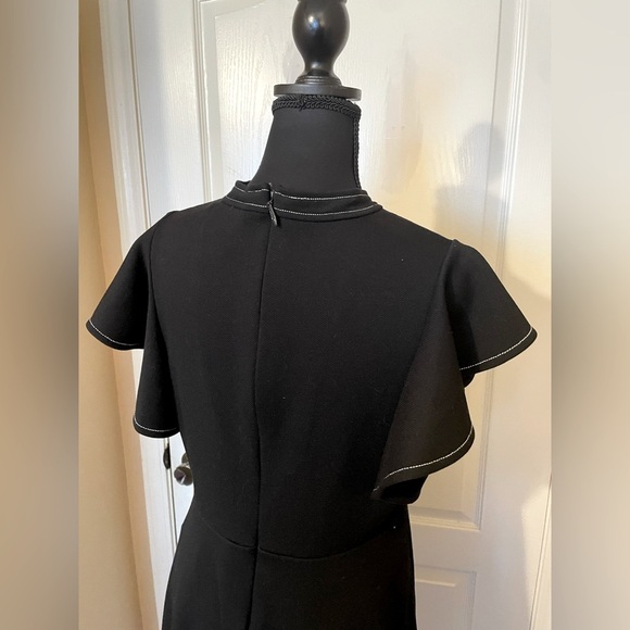 ANTHROPOLOGIE Maeve Deena Mini Dress Flutter Sleeve High Neck Black Size M - Picture 8 of 12